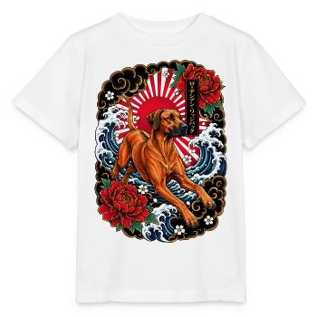 Rhodesian Ridgeback im Japan Tattoo Stil - Stanley/Stella Kinder T-Shirt MINI CREATOR  - Weiß - Vorne - Maike (125cm)