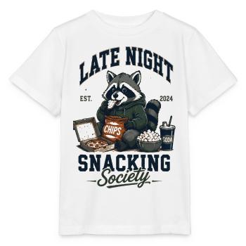 Late Night Snacking Society Waschbär - Stanley/Stella Kinder T-Shirt MINI CREATOR  - Weiß - Vorne - Maike (125cm)