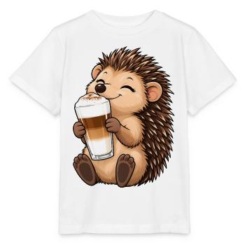 Igel mit Latte Macchiato - Stanley/Stella Kinder T-Shirt MINI CREATOR  - Weiß - Vorne - Maike (125cm)