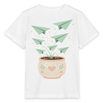 Papierfluglinge im Blumentopf - Stanley/Stella Kinder T-Shirt MINI CREATOR  - Weiß - Vorne - Maike (125cm)