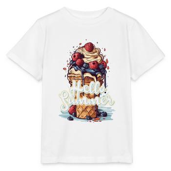 Hello Summer Eis Eiscreme Eisdiele - Stanley/Stella Kinder T-Shirt MINI CREATOR  - Weiß - Vorne - Maike (125cm)