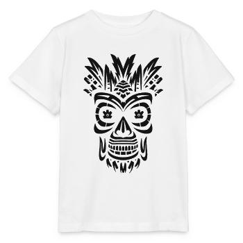 Tribal Tiki Maori Masque Polynésien Rétro Polynésien - T-shirt bio MINI CREATOR Stanley/Stella Enfant - blanc - Devant - Maike (125cm)
