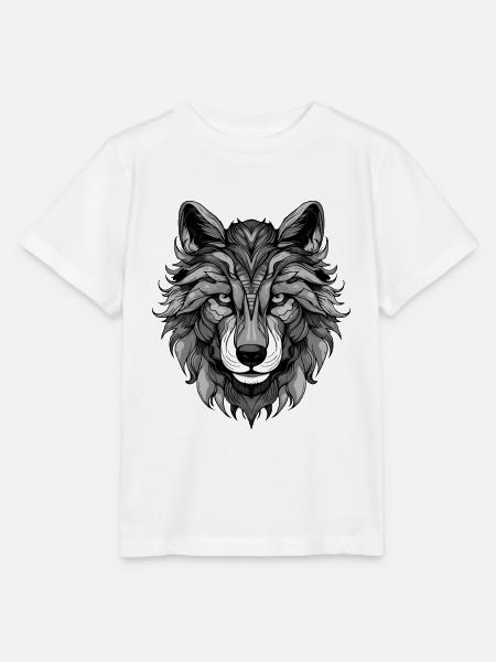 Wolf Portrait - Stanley/Stella Kinder T-Shirt MINI CREATOR - Weiß