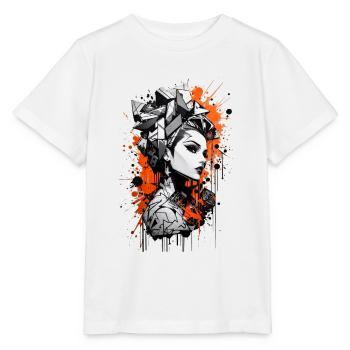 Abstrait coloré jeune femme Graffiti Art - T-shirt bio MINI CREATOR Stanley/Stella Enfant - blanc - Devant - Maike (125cm)