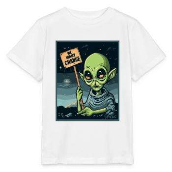 Nous voulons du changement, une protestation extraterrestre - T-shirt bio MINI CREATOR Stanley/Stella Enfant - blanc - Devant - Maike (125cm)