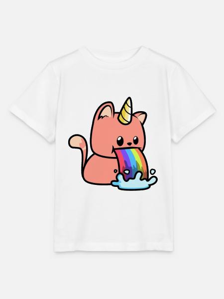 Katzen Regenbogen Einhörner - Stanley/Stella Kinder T-Shirt MINI CREATOR - Weiß