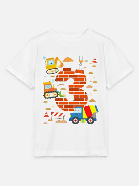 Baustelle 3. Geburtstag Junge Bagger Kind 3 Jahre - Stanley/Stella Kinder T-Shirt MINI CREATOR  - Weiß