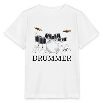 Drummer Drum Drum Drums - Stanley/Stella MINI CREATOR Kids’ T-Shirt - white - Front - Maike (125cm)