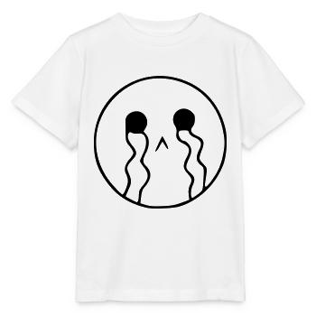 Emoji Skizze weinen schwarz - Stanley/Stella Kinder T-Shirt MINI CREATOR  - Weiß - Vorne - Maike (125cm)
