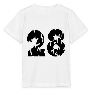 Maillot 28 numéro - T-shirt bio MINI CREATOR Stanley/Stella Enfant - blanc - Devant - Maike (125cm)