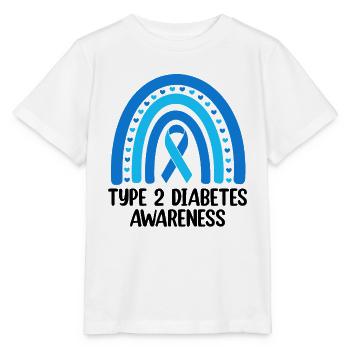 Diabetes-Bewusstsein Blaues Band Regenbogen T1D - Stanley/Stella Kinder T-Shirt MINI CREATOR  - Weiß - Vorne - Maike (125cm)
