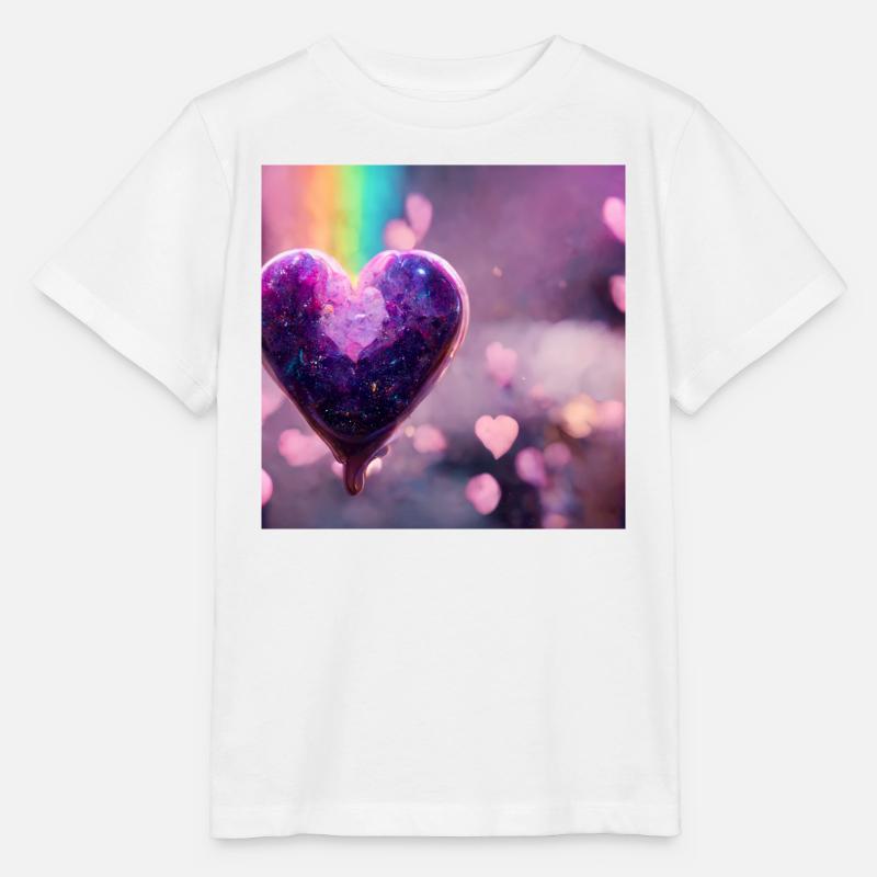 Lila Regenbogen Herz - Stanley/Stella Kinder T-Shirt MINI CREATOR  - Weiß