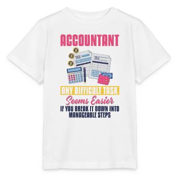 Buchhalter - Jede schwierige Aufgabe - Stanley/Stella Kinder T-Shirt MINI CREATOR  - Weiß - Vorne - Maike (125cm)