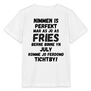 Funny Frisian text for birthdays born in July - Stanley/Stella MINI CREATOR Kids’ T-Shirt - white - Front - Maike (125cm)