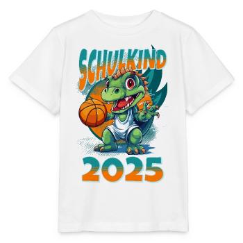 Schulkind 2025 Dinosaurier Dino Einschulung Schule - Stanley/Stella Kinder T-Shirt MINI CREATOR  - Weiß - Vorne - Maike (125cm)