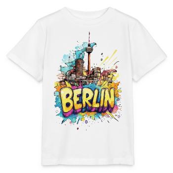 Berlin Skyline TV Tower Allemagne Ville Coloré - T-shirt bio MINI CREATOR Stanley/Stella Enfant - blanc - Devant - Maike (125cm)