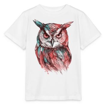 Eule Uhu Vogel Nachtvogel Tier Nacht Mond Natur - Stanley/Stella Kinder T-Shirt MINI CREATOR  - Weiß - Vorne - Maike (125cm)
