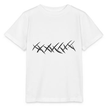 cross lines line metal shiny gray strokes - Stanley/Stella MINI CREATOR Kids’ T-Shirt - white - Front - Maike (125cm)