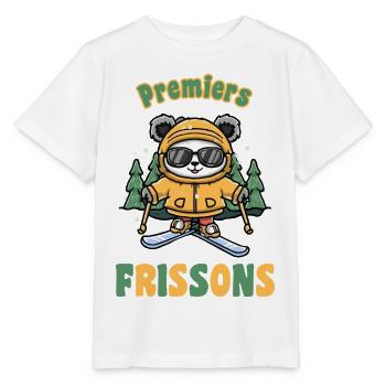 Panda-Skifahrer mit gelber Brille Kindergeschenk - Stanley/Stella Kinder T-Shirt MINI CREATOR  - Weiß - Vorne - Maike (125cm)