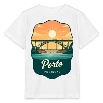 Insigne de voyage rétro du pont Luis de Porto Dom - T-shirt bio MINI CREATOR Stanley/Stella Enfant - blanc - Devant - Maike (125cm)