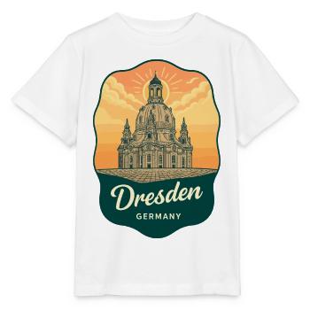 Dresdner Frauenkirche Vintage-Reiseabzeichen - Stanley/Stella Kinder T-Shirt MINI CREATOR  - Weiß - Vorne - Maike (125cm)