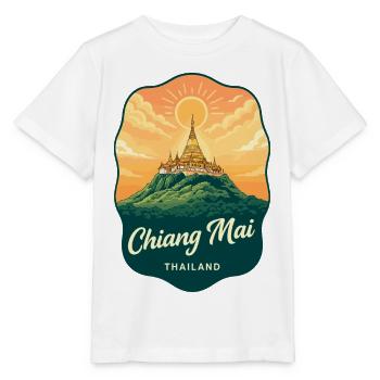 Chiang Mai Doi Suthep Retro-Reiseabzeichen - Stanley/Stella Kinder T-Shirt MINI CREATOR  - Weiß - Vorne - Maike (125cm)