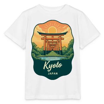 Kyoto Golden Pavilion Vintage-Sonnenuntergangsabzeichen - Stanley/Stella Kinder T-Shirt MINI CREATOR  - Weiß - Vorne - Maike (125cm)
