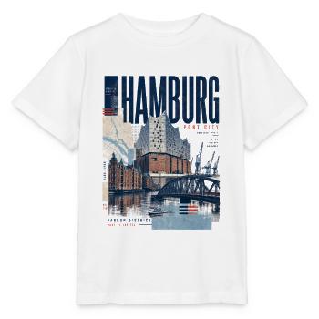 Hamburg Port Blue Collage - Stanley/Stella MINI CREATOR Kids’ T-Shirt - white - Front - Maike (125cm)