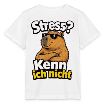 Stress Kenn Ich Nicht Capybara Lustiger Spruch - Stanley/Stella Kinder T-Shirt MINI CREATOR  - Weiß - Vorne - Maike (125cm)