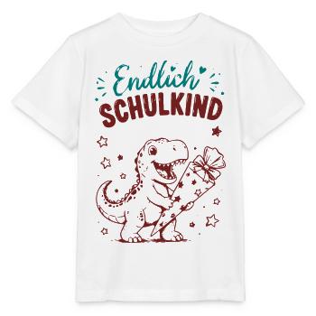 Endlich Schulkind Dino Geschenk - Stanley/Stella Kinder T-Shirt MINI CREATOR  - Weiß - Vorne - Maike (125cm)