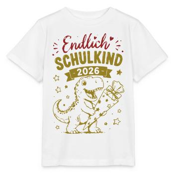 Endlich Schulkind 2026 Dino - Stanley/Stella Kinder T-Shirt MINI CREATOR  - Weiß - Vorne - Maike (125cm)