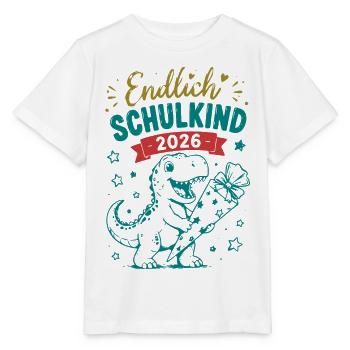 Endlich Schulkind 2026 Dino - Stanley/Stella Kinder T-Shirt MINI CREATOR  - Weiß - Vorne - Maike (125cm)