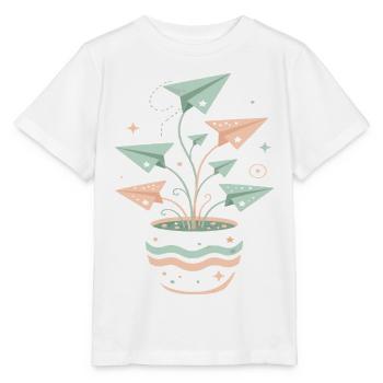 Pastellpapierflieger Blumentopf - Stanley/Stella Kinder T-Shirt MINI CREATOR  - Weiß - Vorne - Maike (125cm)