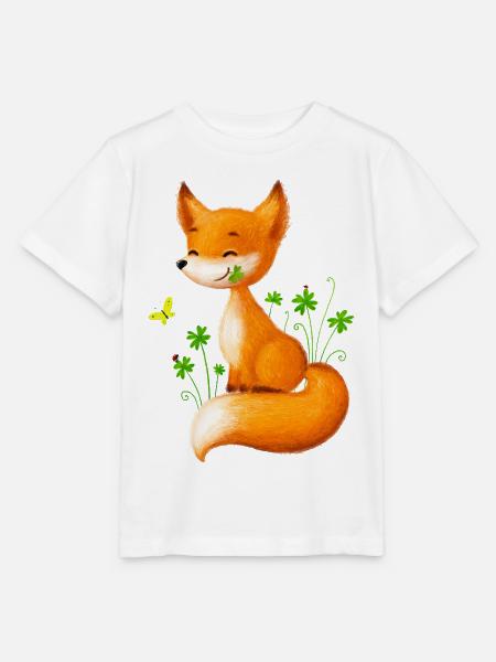 Süßer Fuchs in Kleeblättern - Stanley/Stella Kinder T-Shirt MINI CREATOR - Weiß