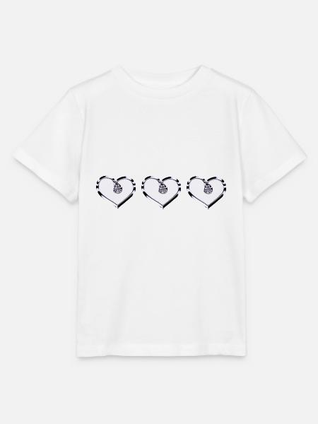 drei Herzen glänzend lila - Stanley/Stella Kinder T-Shirt MINI CREATOR  - Weiß