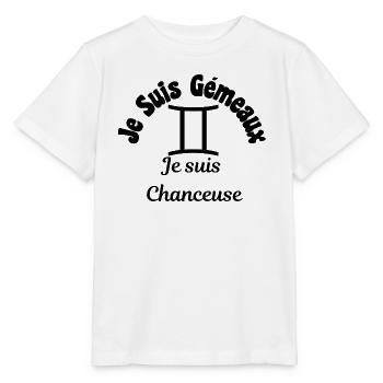 Gemeaux zodiaque signe - Je suis chanceuse - T-shirt bio MINI CREATOR Stanley/Stella Enfant - blanc - Devant - Maike (125cm)