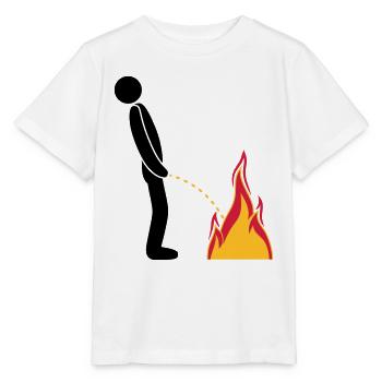 fire extinguish flames hot fire brigade logo in ste - Stanley/Stella MINI CREATOR Kids’ T-Shirt - white - Front - Maike (125cm)