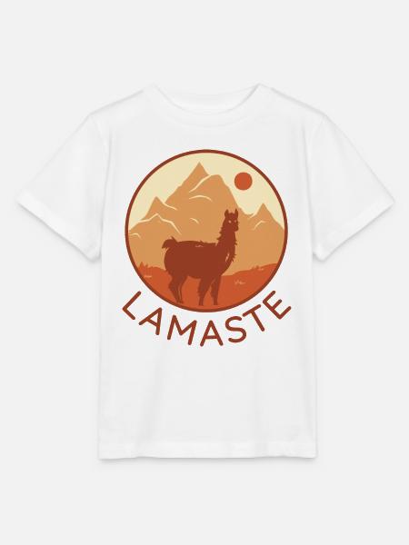 Lama Namaste Retro Tibet - Stanley/Stella Kinder T-Shirt MINI CREATOR  - Weiß