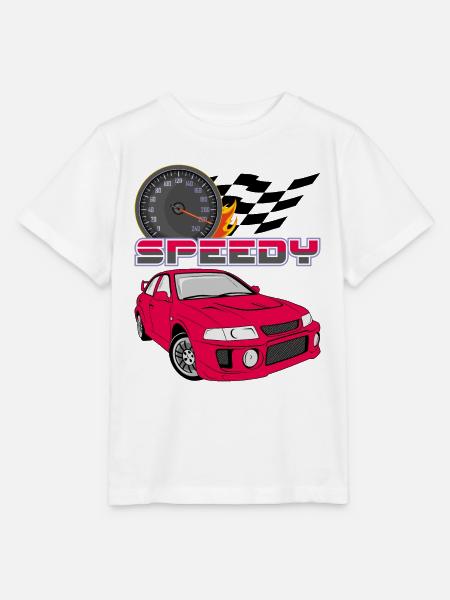 Schnelles rotes Retro-Auto - Stanley/Stella Kinder T-Shirt MINI CREATOR  - Weiß
