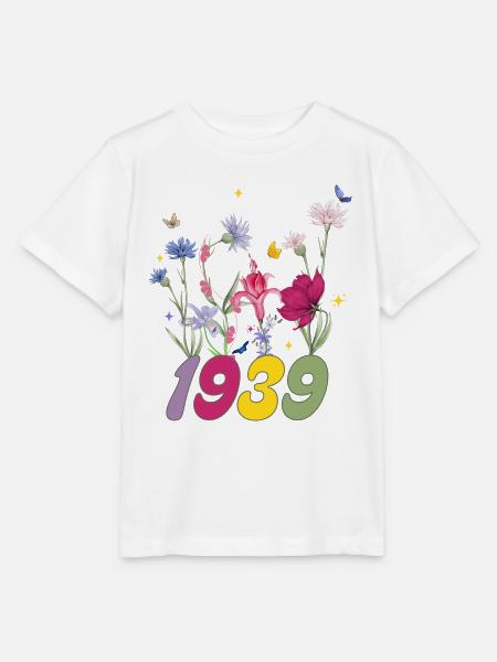 Geburtsjahr 1939 Wildblumen - Stanley/Stella Kinder T-Shirt MINI CREATOR  - Weiß
