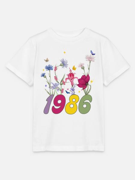 Geburtsjahr 1986 Wildblumen - Stanley/Stella Kinder T-Shirt MINI CREATOR  - Weiß
