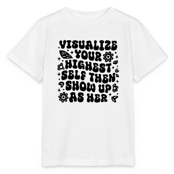 Affirmationen zum Gesetz der Anziehung visualisieren - Stanley/Stella Kinder T-Shirt MINI CREATOR  - Weiß - Vorne - Maike (125cm)