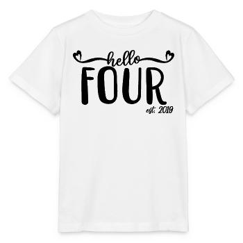 4ème anniversaire enfants filles 4 Hello Four Est. 2019 - T-shirt bio MINI CREATOR Stanley/Stella Enfant - blanc - Devant - Maike (125cm)