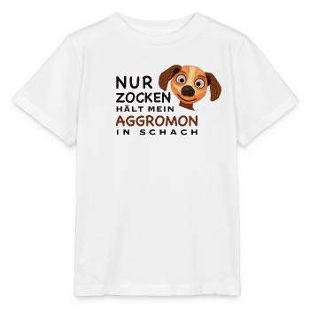 Lustiger Spruch, Zocken hält Aggromon in Schach - Stanley/Stella Kinder T-Shirt MINI CREATOR  - Weiß - Vorne - Maike (125cm)