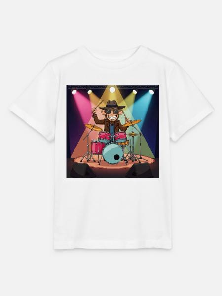 Lustiger Affe am Schlagzeug - Stanley/Stella Kinder T-Shirt MINI CREATOR  - Weiß