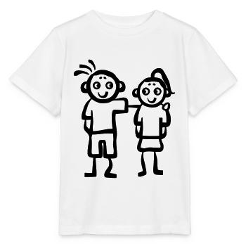Enfants relation d'amitié fratrie couple - T-shirt bio MINI CREATOR Stanley/Stella Enfant - blanc - Devant - Maike (125cm)