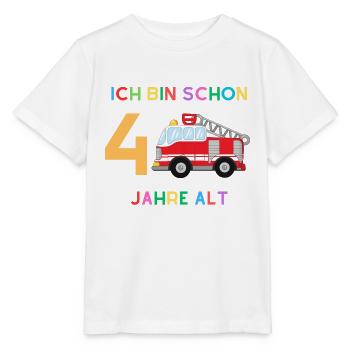 Ich bin 4 Junge, Feuerwehr - Stanley/Stella Kinder T-Shirt MINI CREATOR  - Weiß - Vorne - Maike (125cm)