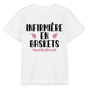 Infirmière En Baskets Humour Hôpital Basket - T-shirt bio MINI CREATOR Stanley/Stella Enfant - blanc - Devant - Maike (125cm)