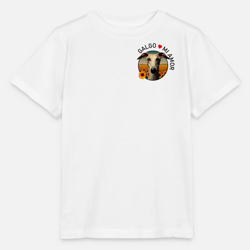 Chien dans un champ de tournesol - T-shirt bio MINI CREATOR Stanley/Stella Enfant - blanc