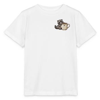 Tired Raccoon Coffee Design - Stanley/Stella Kinder T-Shirt MINI CREATOR  - Weiß - Vorne - Maike (125cm)